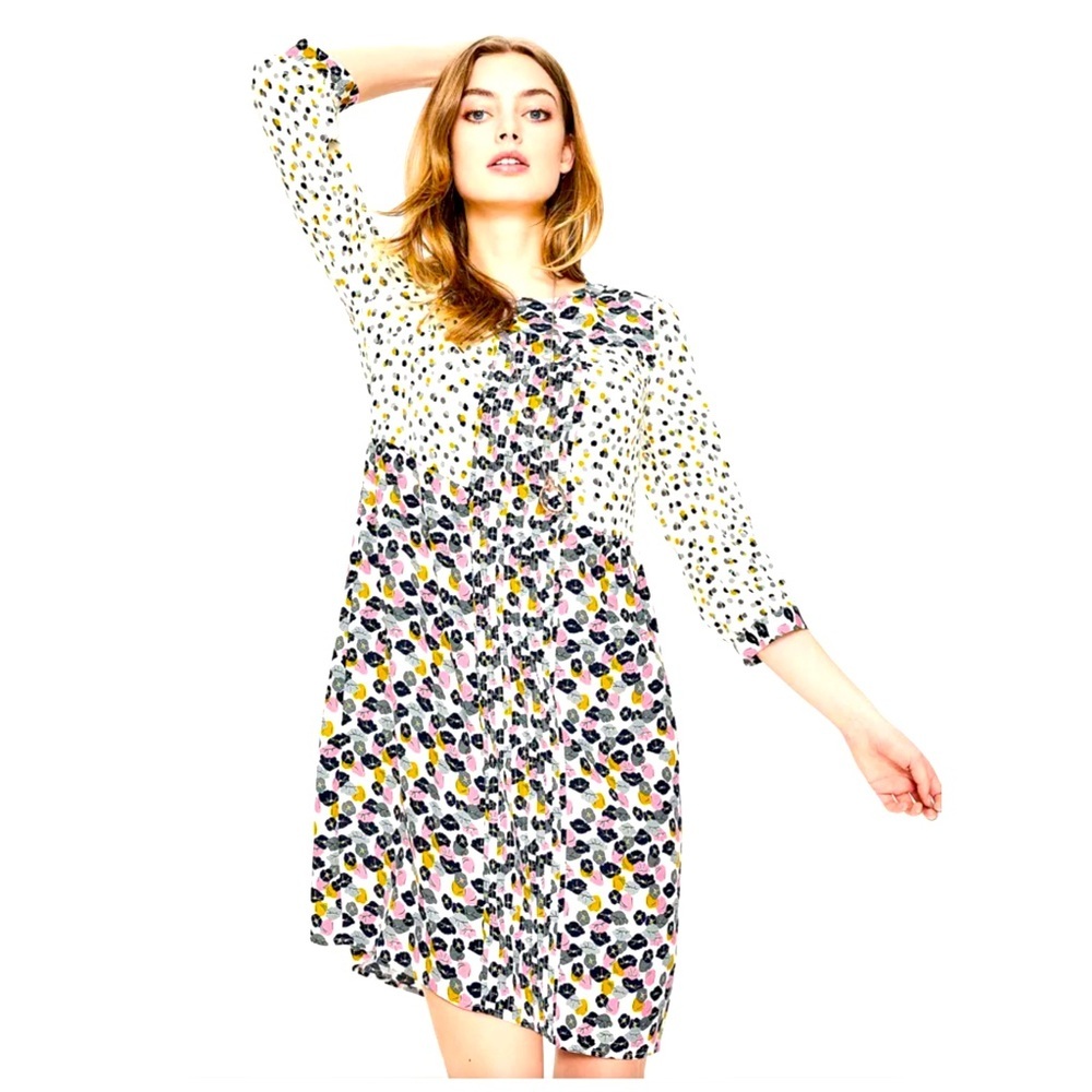 Boden Colorful Polka Dot Long Sleeve Dress